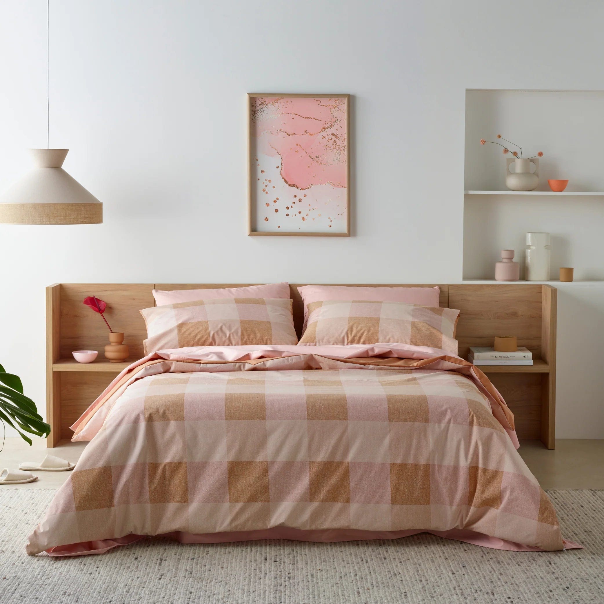 Staydry Staydry Waterproof Quilt Cover Set Blush Checkered Single